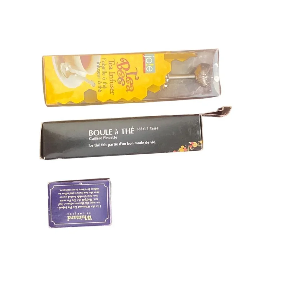 Tea Infuser 3-Set‎ Mesh Pincer Spoon Joie Bee & Whittard Teapot Stainless Steel